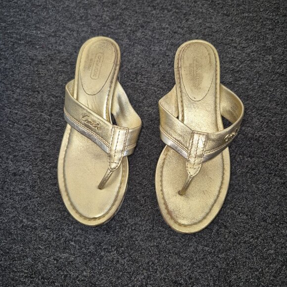 Coach Gold Metallic Thong Sandals - Elegant Summer Glam - Picture 6 of 9